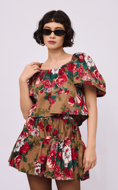 VANIA TOP - VINTAGE RED FLORAL