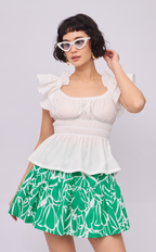 POPPY TOP - WHITE POPLIN