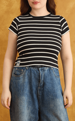 CHESCA TOP - BLACK STRIPES