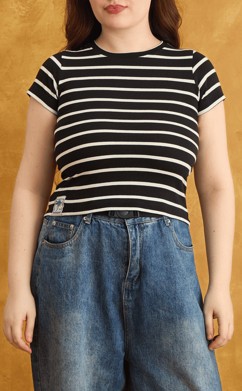 CHESCA TOP - BLACK STRIPES