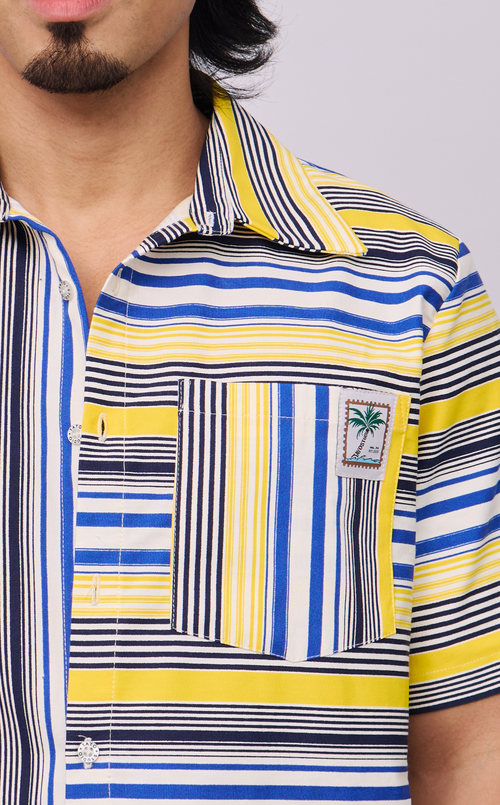 SULTAN SHIRT - BLUE AND YELLOW STRIPES