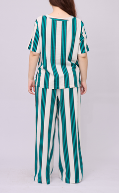 RANDY PANTS - TEAL STRIPES LINEN