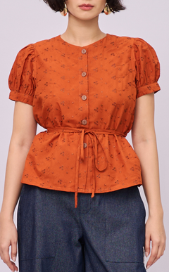 CELINE TOP - PUMPKIN EYELET