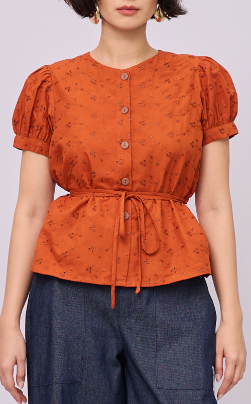 CELINE TOP - PUMPKIN EYELET
