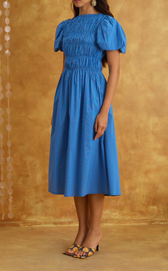 ELENA DRESS - BLUE GRID Shop.TayoStudio