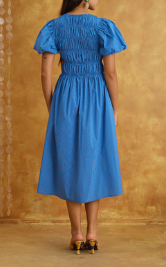 ELENA DRESS - BLUE GRID