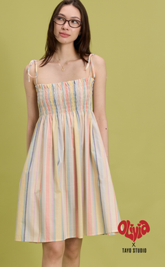 OLI DRESS - PASTEL MULTICOLOR STRIPES