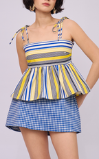 GABI TOP - BLUE AND YELLOW STRIPES