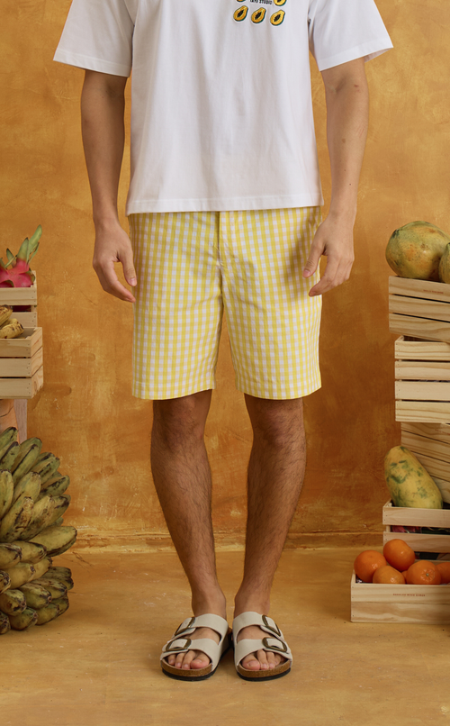 MANU SHORTS - YELLOW GINGHAM