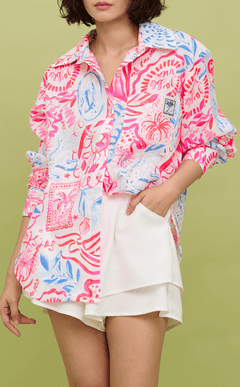 ESCOLTA TOP - NEON TROPICAL LINEN w/ EMBLEM