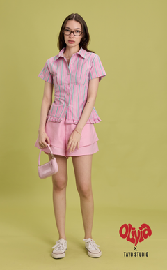LIV TOP - PINK GREEN STRIPES