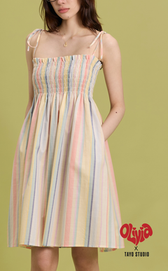 OLI DRESS - PASTEL MULTICOLOR STRIPES