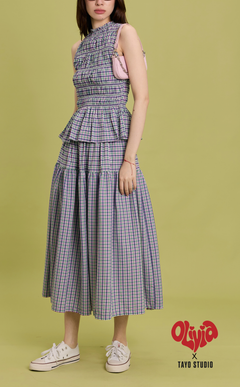 HANNAH SKIRT - PURPLE GREEN MICRO PLAID