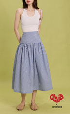 MARIA SKIRT - BLUE SEERSUCKER