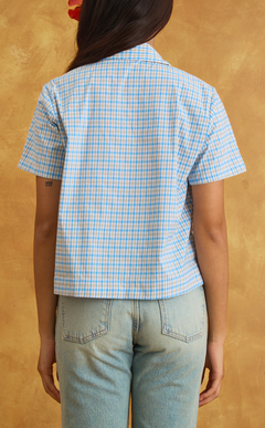 POLLY TOP - BLUE MICRO PLAID Shop.TayoStudio