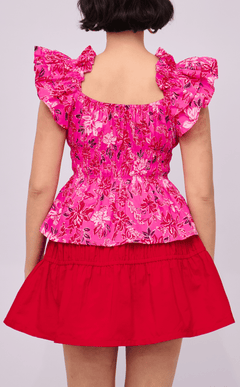 POPPY TOP - NEON PINK FLORAL