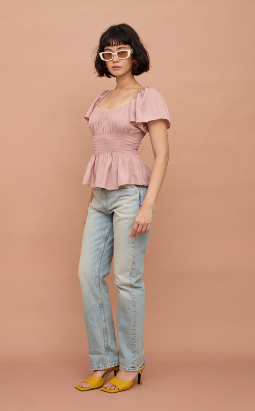 ODESSA TOP - PASTEL OLD ROSE SATIN