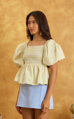 MARIKIT TOP - YELLOW MICRO PLAID Shop.TayoStudio