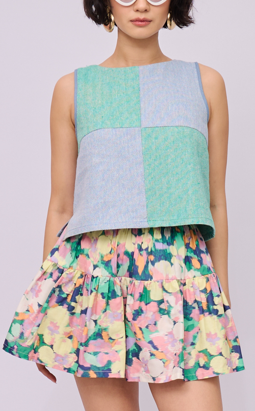 MARTY TOP - BLUE AND GREEN CHEVRON (RETASO)