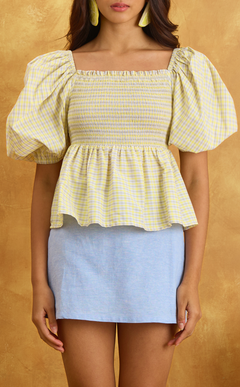 MARIKIT TOP - YELLOW MICRO PLAID Shop.TayoStudio