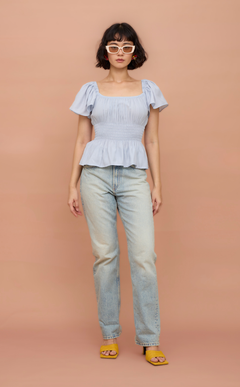 ODESSA TOP - PASTEL DOVE SATIN