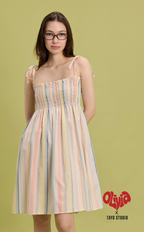 OLI DRESS - PASTEL MULTICOLOR STRIPES