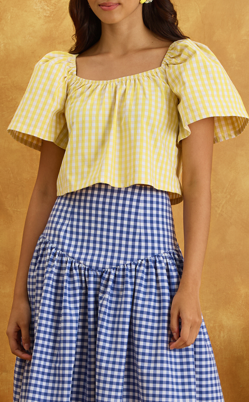VANIA TOP - YELLOW GINGHAM Shop.TayoStudio