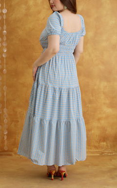 PENELOPE MAXI DRESS - BLUE MICRO PLAID