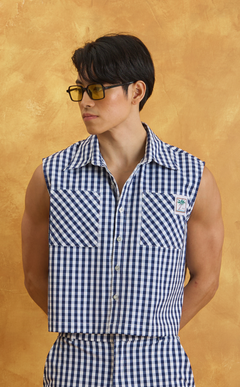NANO SHIRT - NAVY BLUE GINGHAM Shop.TayoStudio