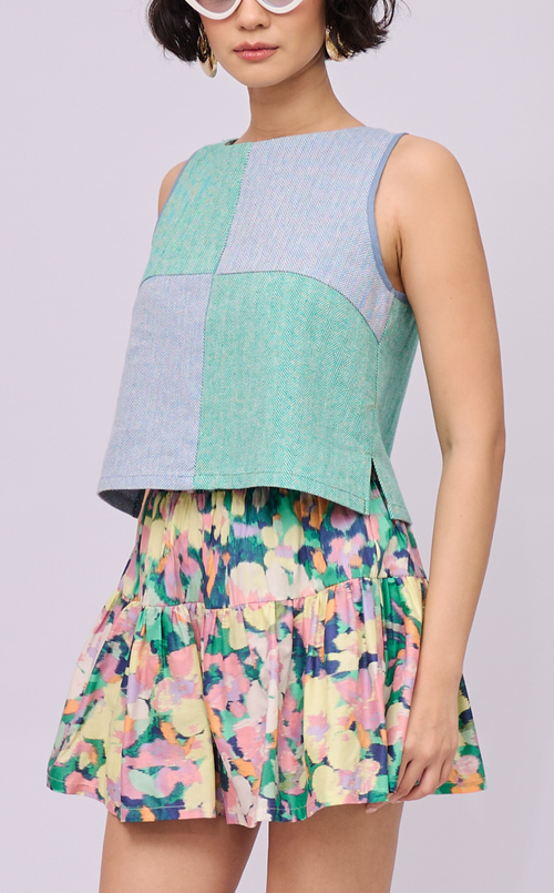 MARTY TOP - BLUE AND GREEN CHEVRON (RETASO)