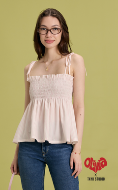 OLI TOP - PINK WHITE STRIPES