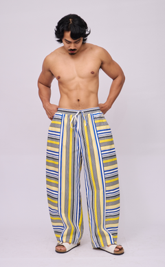 GOMEZ PANTS - BLUE AND YELLOW STRIPES
