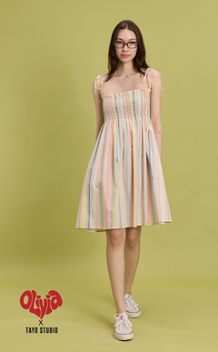 OLI DRESS - PASTEL MULTICOLOR STRIPES