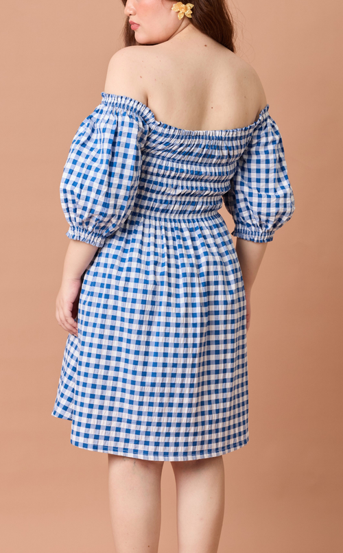ADORA DRESS - BLUE GINGHAM Shop.TayoStudio