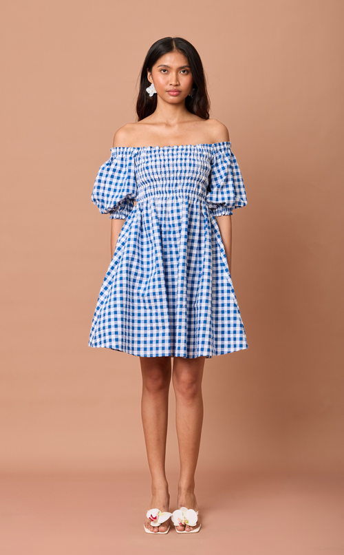 ADORA DRESS - BLUE GINGHAM Shop.TayoStudio