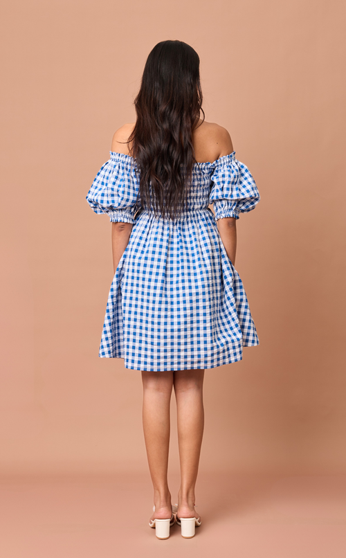 ADORA DRESS - BLUE GINGHAM Shop.TayoStudio