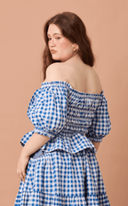 ADORA TOP - BLUE GINGHAM