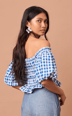 ADORA TOP - BLUE GINGHAM Shop.TayoStudio