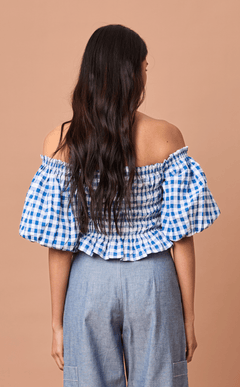 ADORA TOP - BLUE GINGHAM Shop.TayoStudio