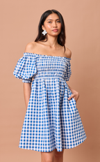 ADORA DRESS - BLUE GINGHAM Shop.TayoStudio