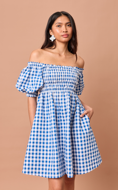ADORA DRESS - BLUE GINGHAM Shop.TayoStudio