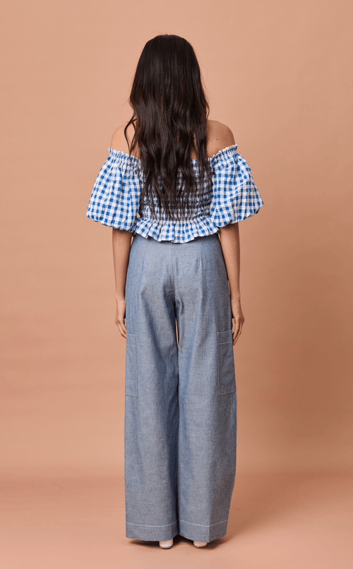 ALON PANTS - DENIM LINEN Shop.TayoStudio