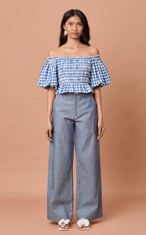 ALON PANTS - DENIM LINEN Shop.TayoStudio