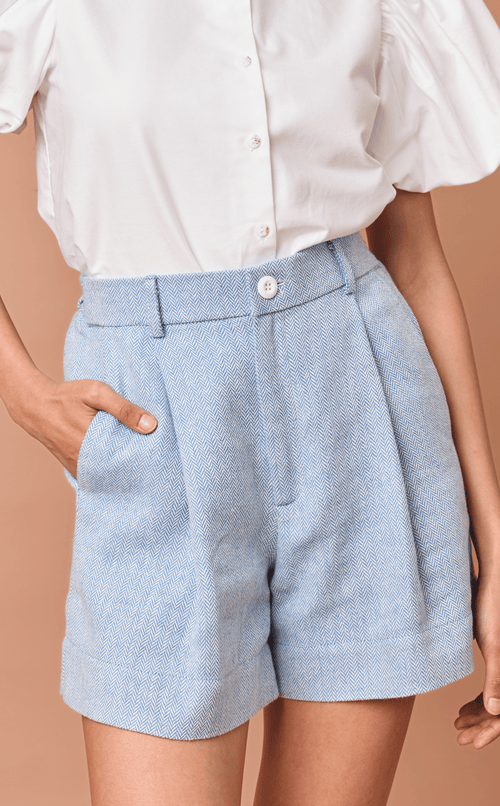 AMARI SHORTS 2.0 - CHEVRON TWEED Shop.TayoStudio