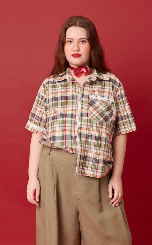 APO SHIRT - OLIVE PLAID Shop.TayoStudio