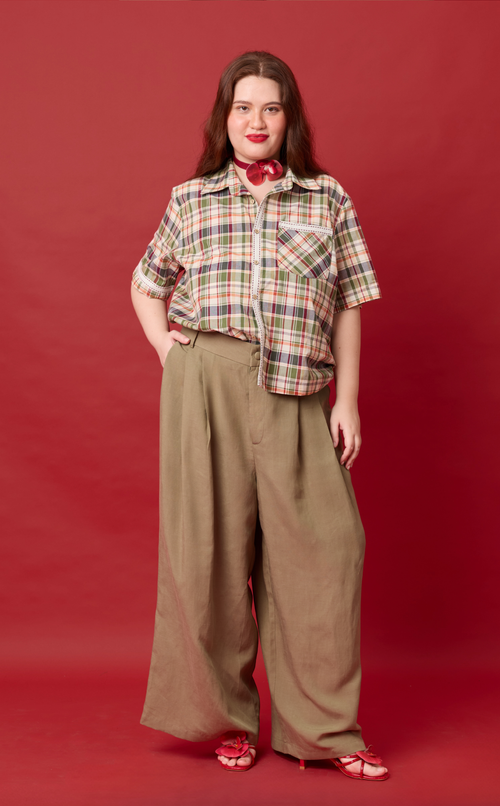 APO SHIRT - OLIVE PLAID Shop.TayoStudio