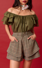 AZUL SHORTS - HOUNDSTOOTH PLAID