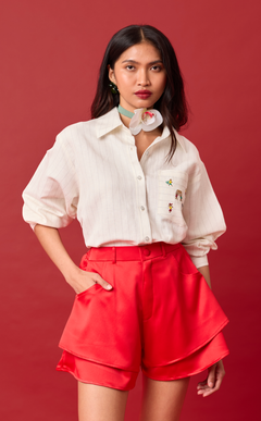 AZUL SHORTS - RED SATIN Shop.TayoStudio