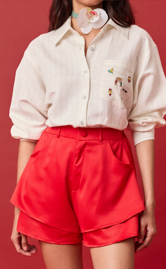 AZUL SHORTS - RED SATIN Shop.TayoStudio