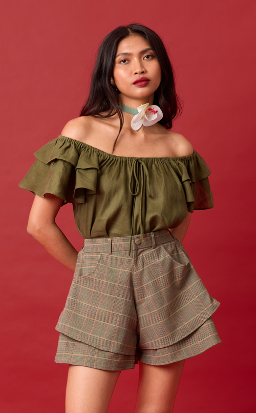 AZUL SHORTS - HOUNDSTOOTH PLAID